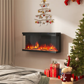 36/40/50/60 Inches 3-Sided Electric Fireplace Insert, 750W/1200W Recessed Fireplace Heater with 12 Flame Colors, Remote, 5 Brightness & 8H Timer