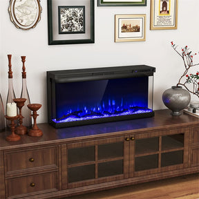36/40/50/60 Inches 3-Sided Electric Fireplace Insert, 750W/1200W Recessed Fireplace Heater with 12 Flame Colors, Remote, 5 Brightness & 8H Timer