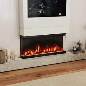 36/40/50/60 Inches 3-Sided Electric Fireplace Insert, 750W/1200W Recessed Fireplace Heater with 12 Flame Colors, Remote, 5 Brightness & 8H Timer