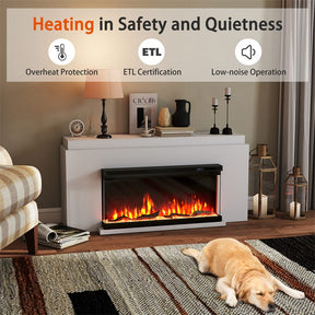 36/40/50/60 Inches 3-Sided Electric Fireplace Insert, 750W/1200W Recessed Fireplace Heater with 12 Flame Colors, Remote, 5 Brightness & 8H Timer