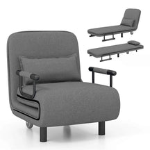 3-in-1 Convertible Sofa Bed, Folding Sleeper Chair with 5-Position Adjustable Backrest, Pillow, Hidden Legs & Wheels for Living Room Office