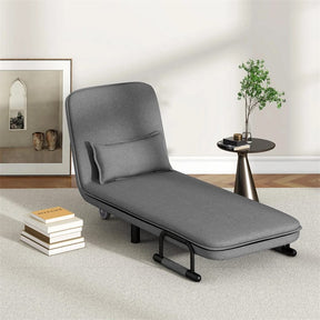 3-in-1 Convertible Sofa Bed, Folding Sleeper Chair with 5-Position Adjustable Backrest, Pillow, Hidden Legs & Wheels for Living Room Office