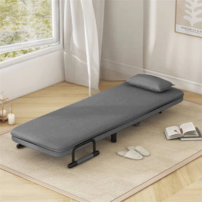 3-in-1 Convertible Sofa Bed, Folding Sleeper Chair with 5-Position Adjustable Backrest, Pillow, Hidden Legs & Wheels for Living Room Office