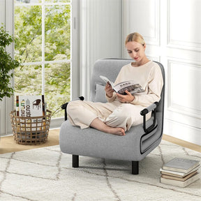 3-in-1 Convertible Sofa Bed, Folding Sleeper Chair with 5-Position Adjustable Backrest, Pillow, Hidden Legs & Wheels for Living Room Office