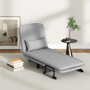3-in-1 Convertible Sofa Bed, Folding Sleeper Chair with 5-Position Adjustable Backrest, Pillow, Hidden Legs & Wheels for Living Room Office