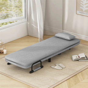 3-in-1 Convertible Sofa Bed, Folding Sleeper Chair with 5-Position Adjustable Backrest, Pillow, Hidden Legs & Wheels for Living Room Office