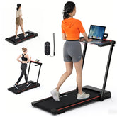 3-in-1 Folding Treadmill with Desk, 2.5HP Portable Under Desk Walking Pad with Large LED Display, Speakers & Remote for Home Office Gym