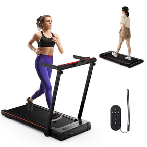 3-in-1 Folding Treadmill with Desk, 2.5HP Portable Under Desk Walking Pad with Large LED Display, Speakers & Remote for Home Office Gym