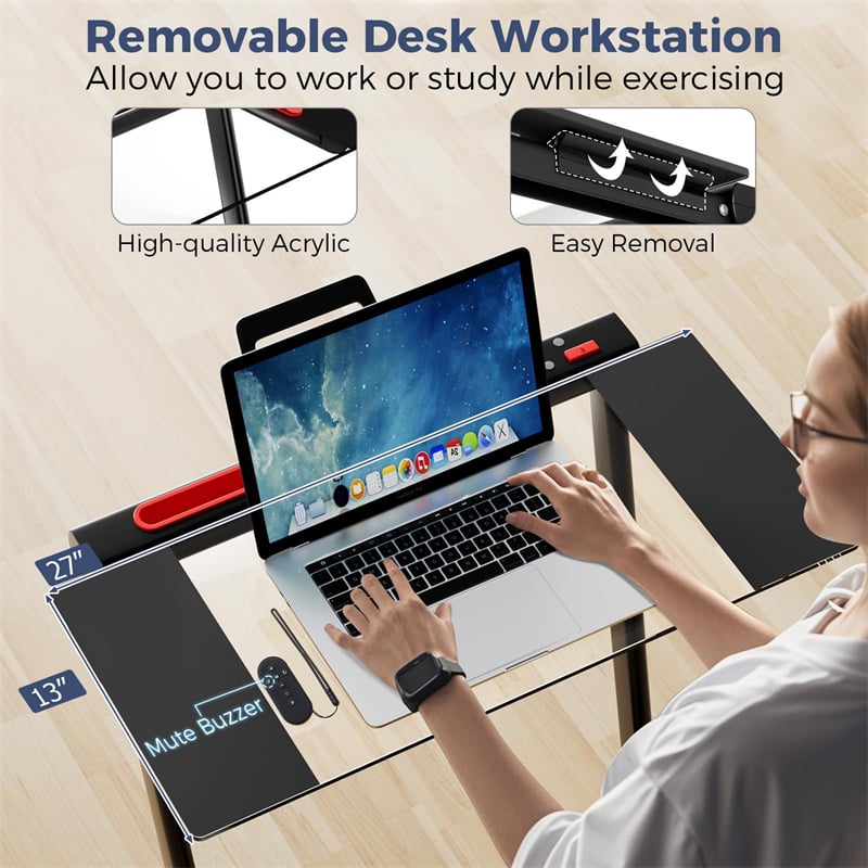 3-in-1 Folding Treadmill with Desk, 2.5HP Portable Under Desk Walking Pad with Large LED Display, Speakers & Remote for Home Office Gym