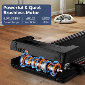 3-in-1 Folding Treadmill with Desk, 2.5HP Portable Under Desk Walking Pad with Large LED Display, Speakers & Remote for Home Office Gym