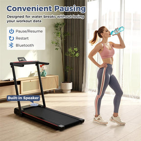 3-in-1 Folding Treadmill with Desk, 2.5HP Portable Under Desk Walking Pad with Large LED Display, Speakers & Remote for Home Office Gym