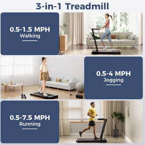 3-in-1 Folding Treadmill with Desk, 2.5HP Portable Under Desk Walking Pad with Large LED Display, Speakers & Remote for Home Office Gym