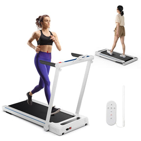 3-in-1 Folding Treadmill with Desk, 2.5HP Portable Under Desk Walking Pad with Large LED Display, Speakers & Remote for Home Office Gym