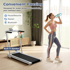 3-in-1 Folding Treadmill with Desk, 2.5HP Portable Under Desk Walking Pad with Large LED Display, Speakers & Remote for Home Office Gym