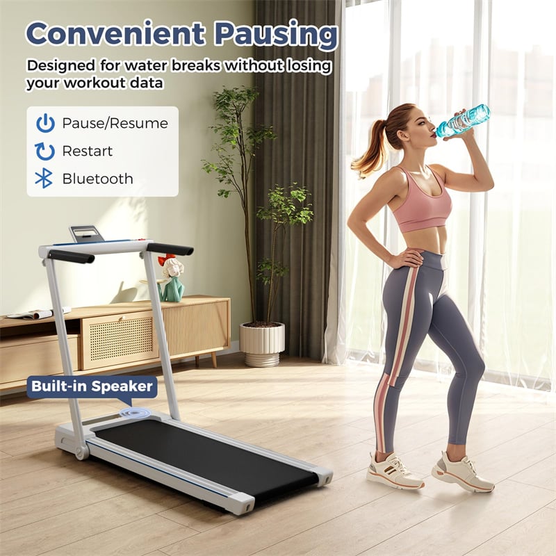 3-in-1 Folding Treadmill with Desk, 2.5HP Portable Under Desk Walking Pad with Large LED Display, Speakers & Remote for Home Office Gym