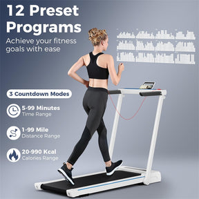 3-in-1 Folding Treadmill with Desk, 2.5HP Portable Under Desk Walking Pad with Large LED Display, Speakers & Remote for Home Office Gym