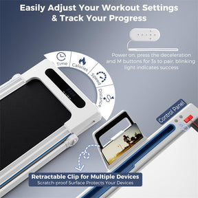 3-in-1 Folding Treadmill with Desk, 2.5HP Portable Under Desk Walking Pad with Large LED Display, Speakers & Remote for Home Office Gym