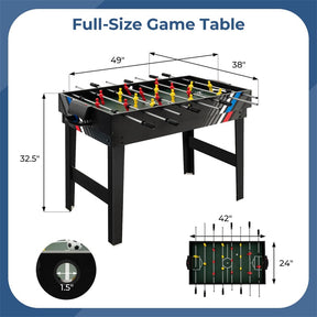 4-in-1 Multi Game Table, 49" Combo Game Table with Foosball, Pool, Air Hockey & Table Tennis, Indoor Arcade Table for Kids, Adults, Family Game Room