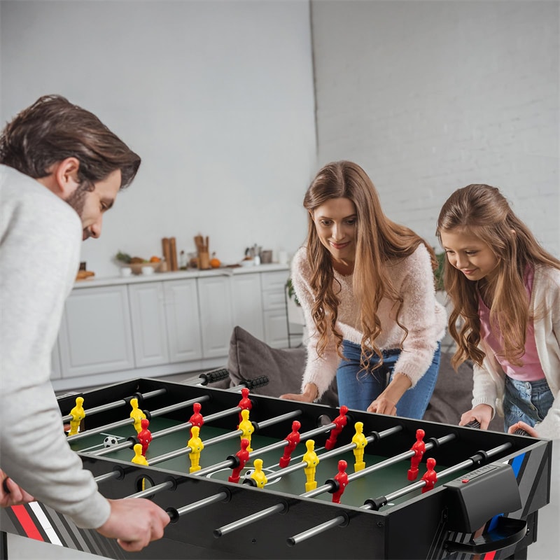 4-in-1 Multi Game Table, 49" Combo Game Table with Foosball, Pool, Air Hockey & Table Tennis, Indoor Arcade Table for Kids, Adults, Family Game Room