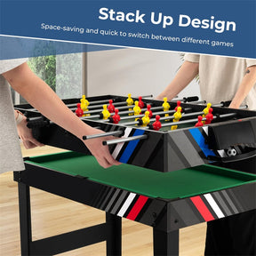 4-in-1 Multi Game Table, 49" Combo Game Table with Foosball, Pool, Air Hockey & Table Tennis, Indoor Arcade Table for Kids, Adults, Family Game Room