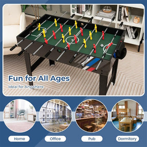 4-in-1 Multi Game Table, 49" Combo Game Table with Foosball, Pool, Air Hockey & Table Tennis, Indoor Arcade Table for Kids, Adults, Family Game Room
