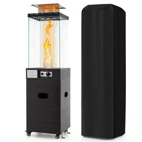 40,000 BTU Outdoor Propane Patio Heater with Tempered Glass Tube, Wheels & Cover, CSA Certified Stainless Steel Burner for Porch, Backyard