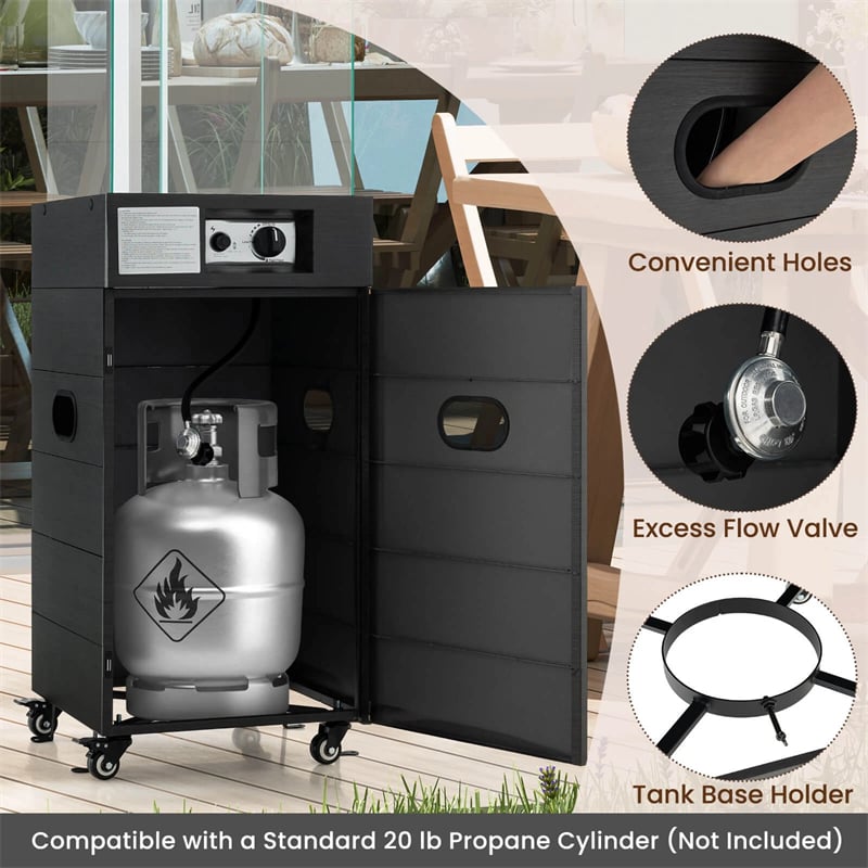 40,000 BTU Outdoor Propane Patio Heater with Tempered Glass Tube, Wheels & Cover, CSA Certified Stainless Steel Burner for Porch, Backyard