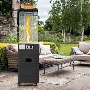 40,000 BTU Outdoor Propane Patio Heater with Tempered Glass Tube, Wheels & Cover, CSA Certified Stainless Steel Burner for Porch, Backyard