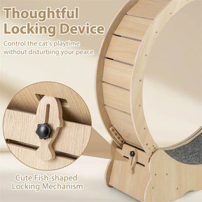 40" Large Cat Exercise Wheel for Indoor Cats, Low Noise Cat Treadmill with Lockable Mechanism, Carpeted Runway & Teasing Toy for Kitty Fitness