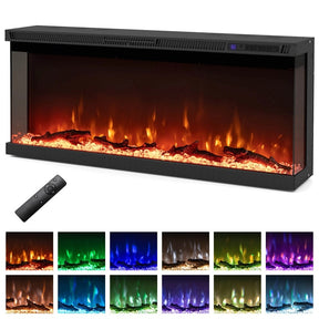 36/40/50/60 Inches 3-Sided Electric Fireplace Insert, 750W/1200W Recessed Fireplace Heater with 12 Flame Colors, Remote, 5 Brightness & 8H Timer