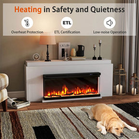 36/40/50/60 Inches 3-Sided Electric Fireplace Insert, 750W/1200W Recessed Fireplace Heater with 12 Flame Colors, Remote, 5 Brightness & 8H Timer