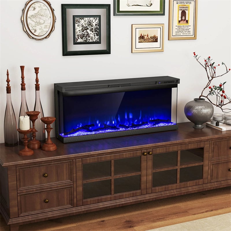 36/40/50/60 Inches 3-Sided Electric Fireplace Insert, 750W/1200W Recessed Fireplace Heater with 12 Flame Colors, Remote, 5 Brightness & 8H Timer