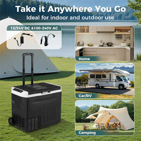 23/32/42QT Portable Car Refrigerator with -4°F~68°F Adjustable Range, 12V/24V DC 100-240V AC Electric Car Cooler Freezer for Camping, RV, Travel