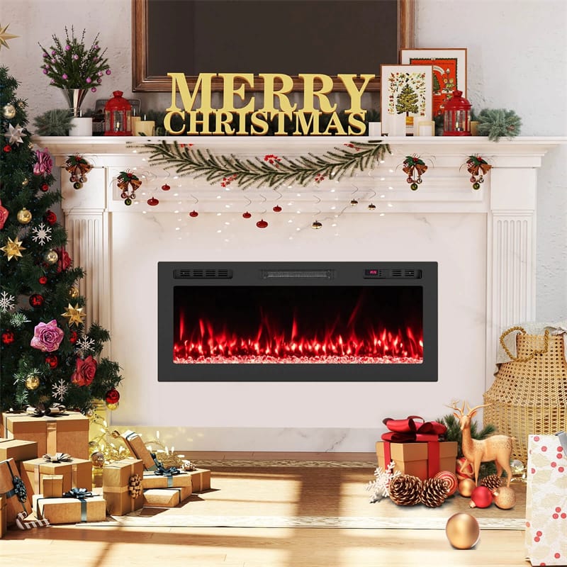 36-68" Smart WiFi Electric Fireplace, Recessed/Wall Mounted Fireplace Heater, 12 Flame & Ember Bed Colors, Alexa/Google Assistant, 12H Timer