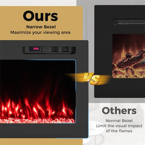 36-68" Smart WiFi Electric Fireplace, Recessed/Wall Mounted Fireplace Heater, 12 Flame & Ember Bed Colors, Alexa/Google Assistant, 12H Timer