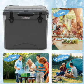 42 Qt Roto Molded Cooler with Wheels & Handle, Large Insulated Ice Chest 5-7 Days Retention, Heavy-Duty Hard Cooler for Beach Picnic Camping Boat