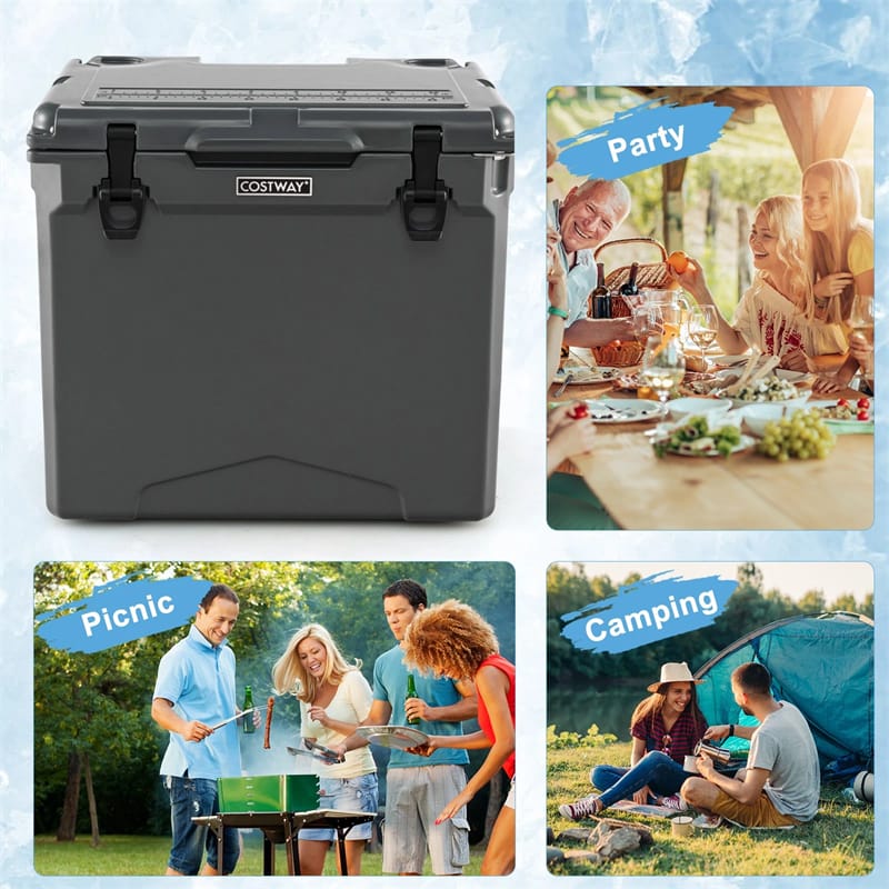 42 Qt Roto Molded Cooler with Wheels & Handle, Large Insulated Ice Chest 5-7 Days Retention, Heavy-Duty Hard Cooler for Beach Picnic Camping Boat