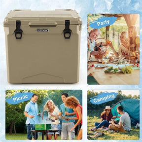 42 Qt Roto Molded Cooler with Wheels & Handle, Large Insulated Ice Chest 5-7 Days Retention, Heavy-Duty Hard Cooler for Beach Picnic Camping Boat
