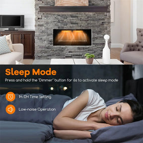 42/50/60/72 Inch Ultra-Thin Smart Electric Fireplace Insert, Wall Mount & Recessed Heater with 12 Flame Colors & Decorative Crystals