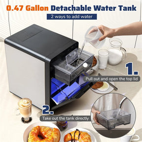 Countertop Nugget Ice Maker, 44LBS/24H Soft Chewable Sonic Ice Machine with Self-Cleaning, One-Touch Operation & Pull-Out Water Tank for Home Bar, RV
