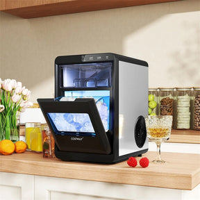 Countertop Nugget Ice Maker, 44LBS/24H Soft Chewable Sonic Ice Machine with Self-Cleaning, One-Touch Operation & Pull-Out Water Tank for Home Bar, RV