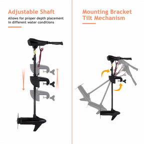 Electric Trolling Motor 8 Speed Boat Fishing Motor with Telescoping Handle, Transom Mount 36" Shaft for Freshwater Saltwater Use