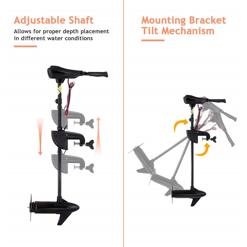 Electric Trolling Motor 8 Speed Boat Fishing Motor with Telescoping Handle, Transom Mount 36" Shaft for Freshwater Saltwater Use