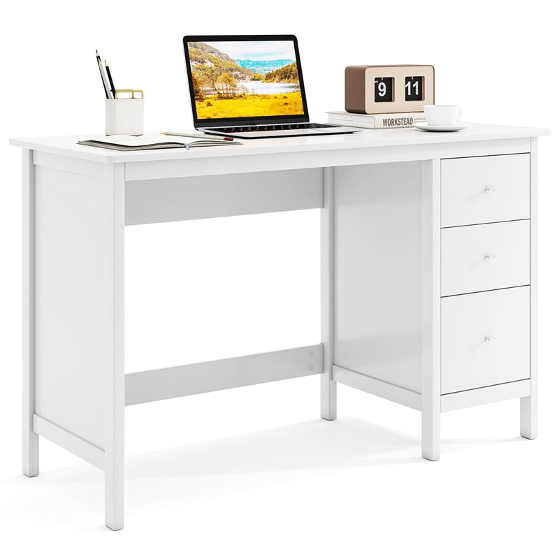 Computer Desk with 3 Storage Drawers, 48" Modern Home Office Desk with Spacious Desktop, Compact Study Writing Desk Workstation for Bedroom