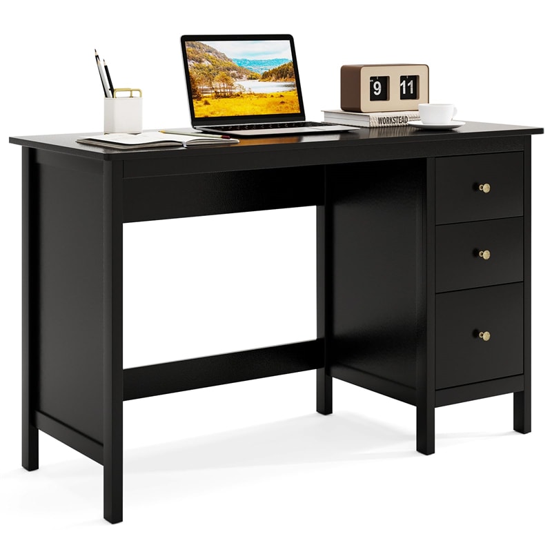 Computer Desk with 3 Storage Drawers, 48" Modern Home Office Desk with Spacious Desktop, Compact Study Writing Desk Workstation for Bedroom