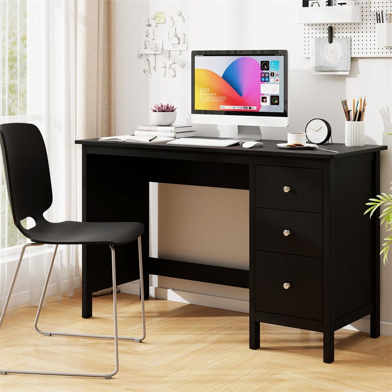 Computer Desk with 3 Storage Drawers, 48" Modern Home Office Desk with Spacious Desktop, Compact Study Writing Desk Workstation for Bedroom