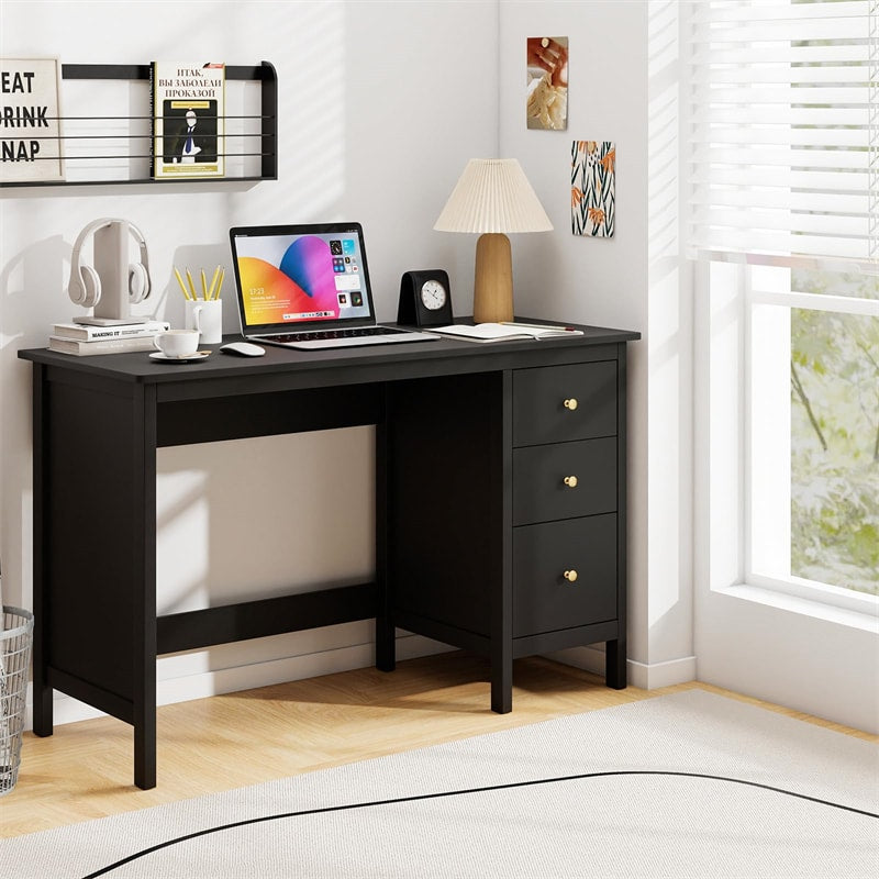 Computer Desk with 3 Storage Drawers, 48" Modern Home Office Desk with Spacious Desktop, Compact Study Writing Desk Workstation for Bedroom