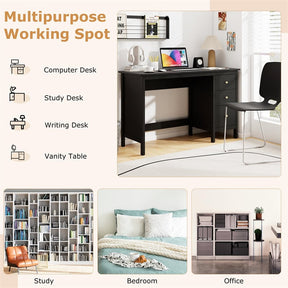 Computer Desk with 3 Storage Drawers, 48" Modern Home Office Desk with Spacious Desktop, Compact Study Writing Desk Workstation for Bedroom
