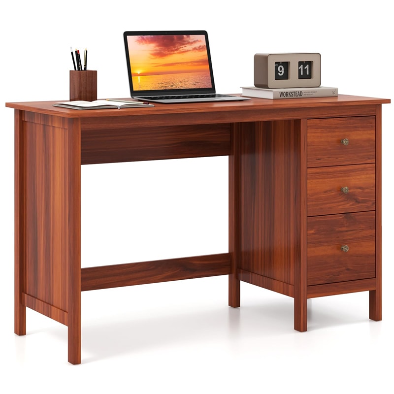 Computer Desk with 3 Storage Drawers, 48" Modern Home Office Desk with Spacious Desktop, Compact Study Writing Desk Workstation for Bedroom