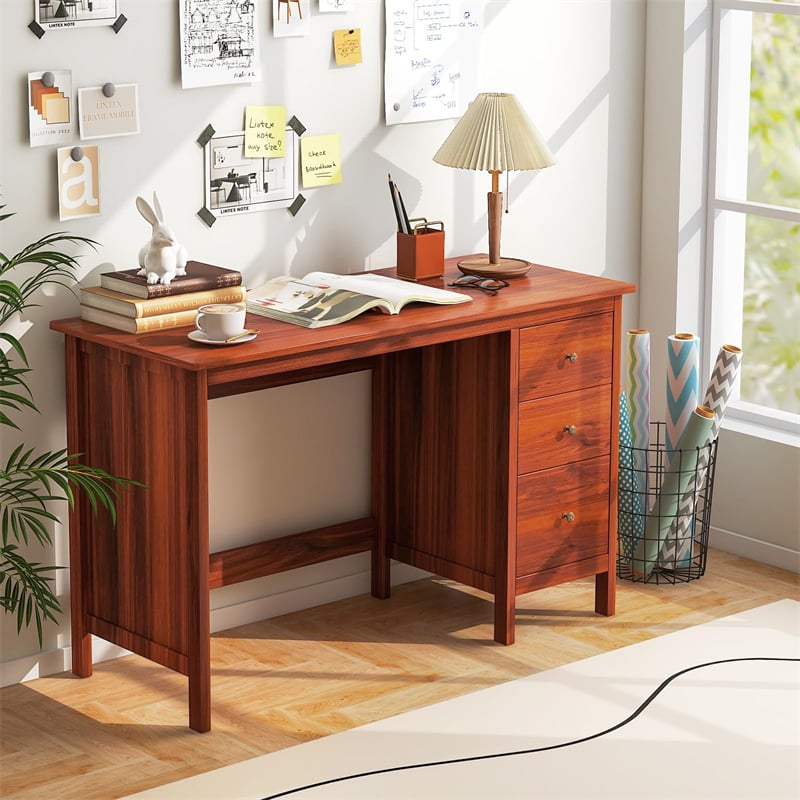 Computer Desk with 3 Storage Drawers, 48" Modern Home Office Desk with Spacious Desktop, Compact Study Writing Desk Workstation for Bedroom